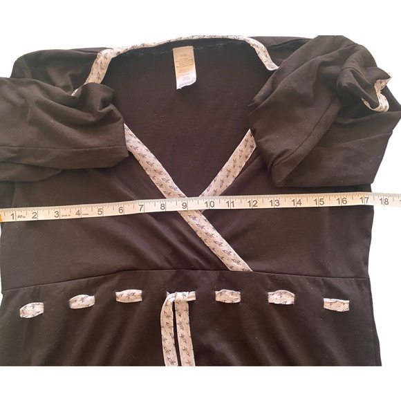 Women’s 3 Piece PJ’s Black Pants Pullover Back Top with lace and Lace Nighty - Picture 9 of 10